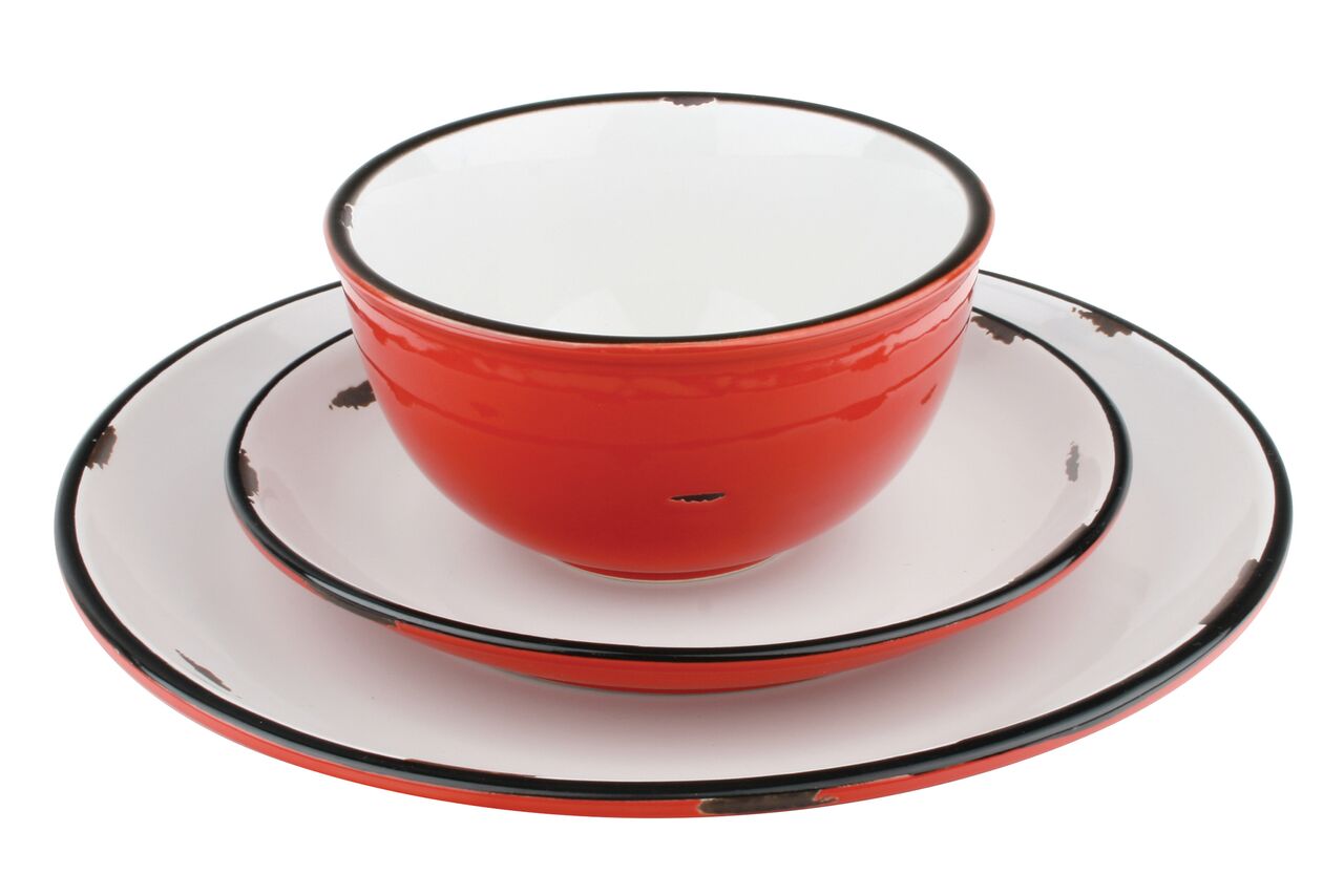 Tinware Dinner Plate in Red (Set of 4)