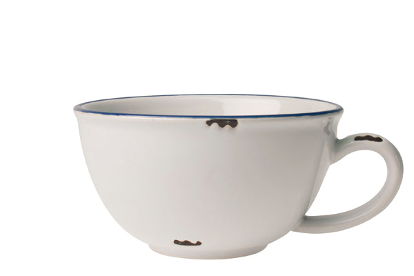 Tinware Latte Cup in White with Blue rim (Set of 4)