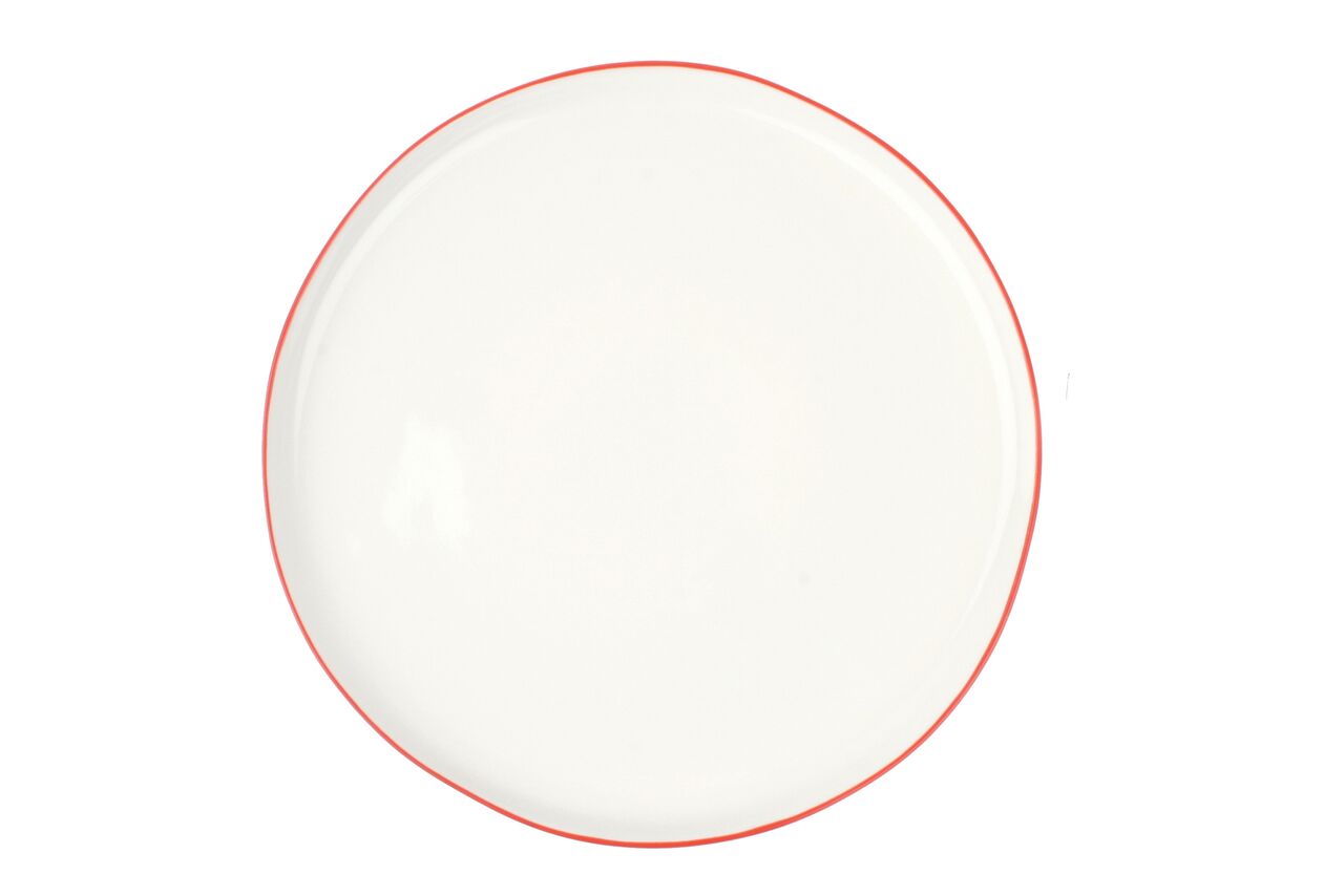 Abbesses Large Plate Red Rim (Set of 4)