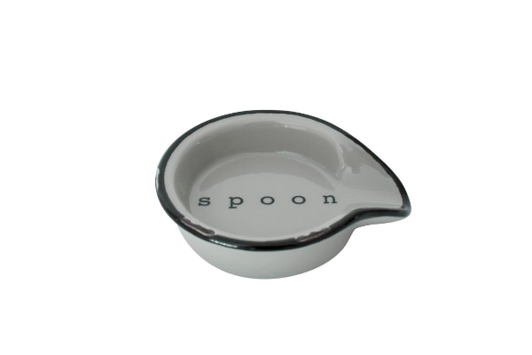 Tinware Spoon Rest in Light Grey