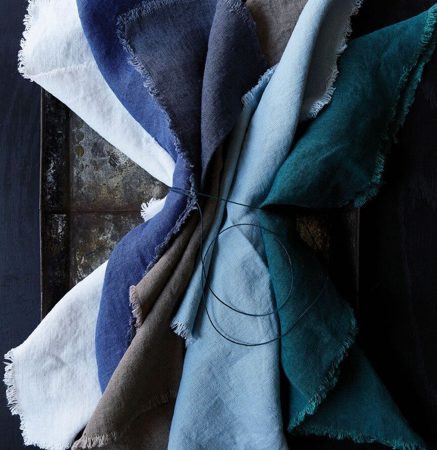 Lithuanian Linen Fringe Napkin in Cobalt Blue (Set of 4)