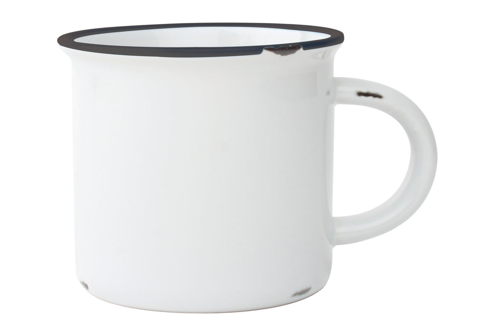 Tinware Mug in white with slate rim  (Set of 4)