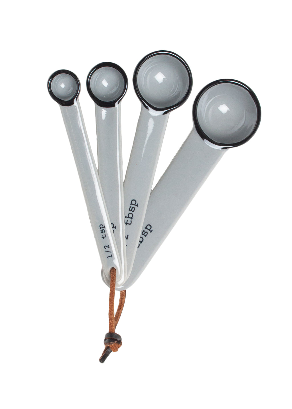 Tinware Measuring Spoons in Light Grey