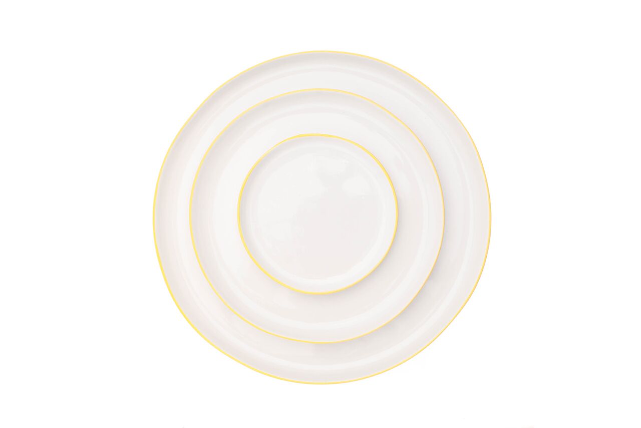 Abbesses Large Plate Yellow Rim (Set of 4)