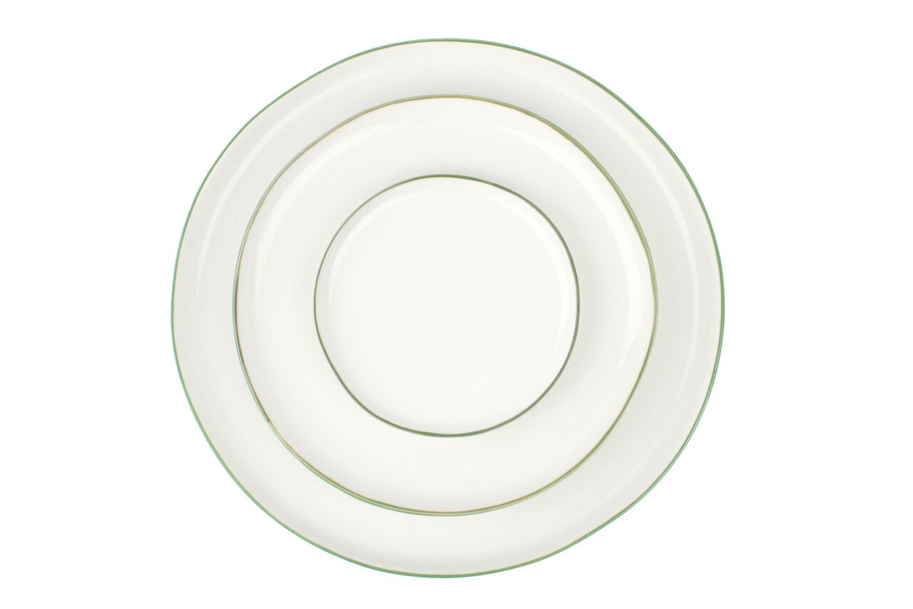 Abbesses Large Plate Green Rim (Set of 4)