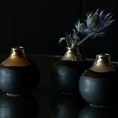 Dauville Charcoal Multiple Stem Bud Vases in Gold