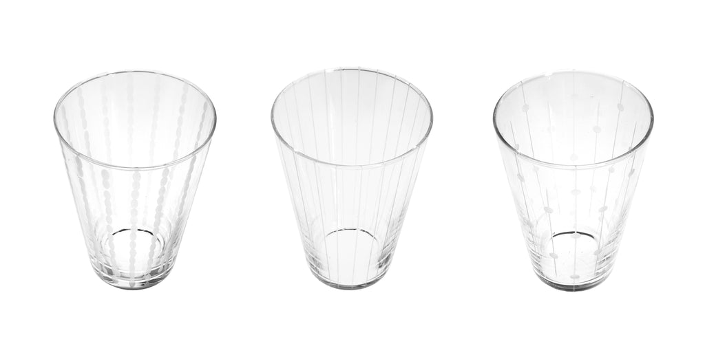 Sienna Etched Wine Glasses - Linear (Set of 6)