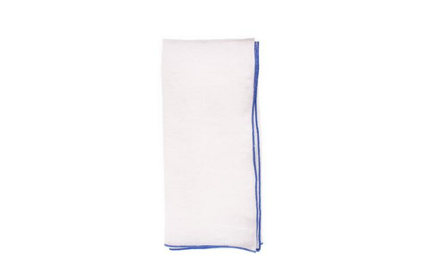 Babylock Linen Napkin in White with Blue (Set of 4)