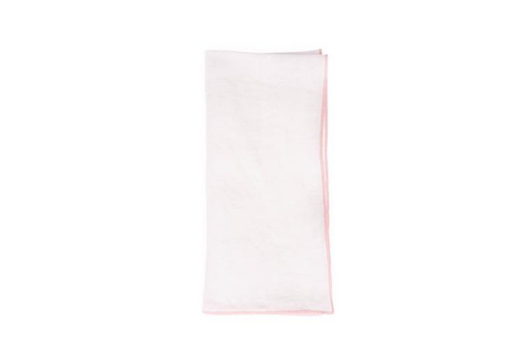 Babylock Linen Napkin in White with Pink (Set of 4)